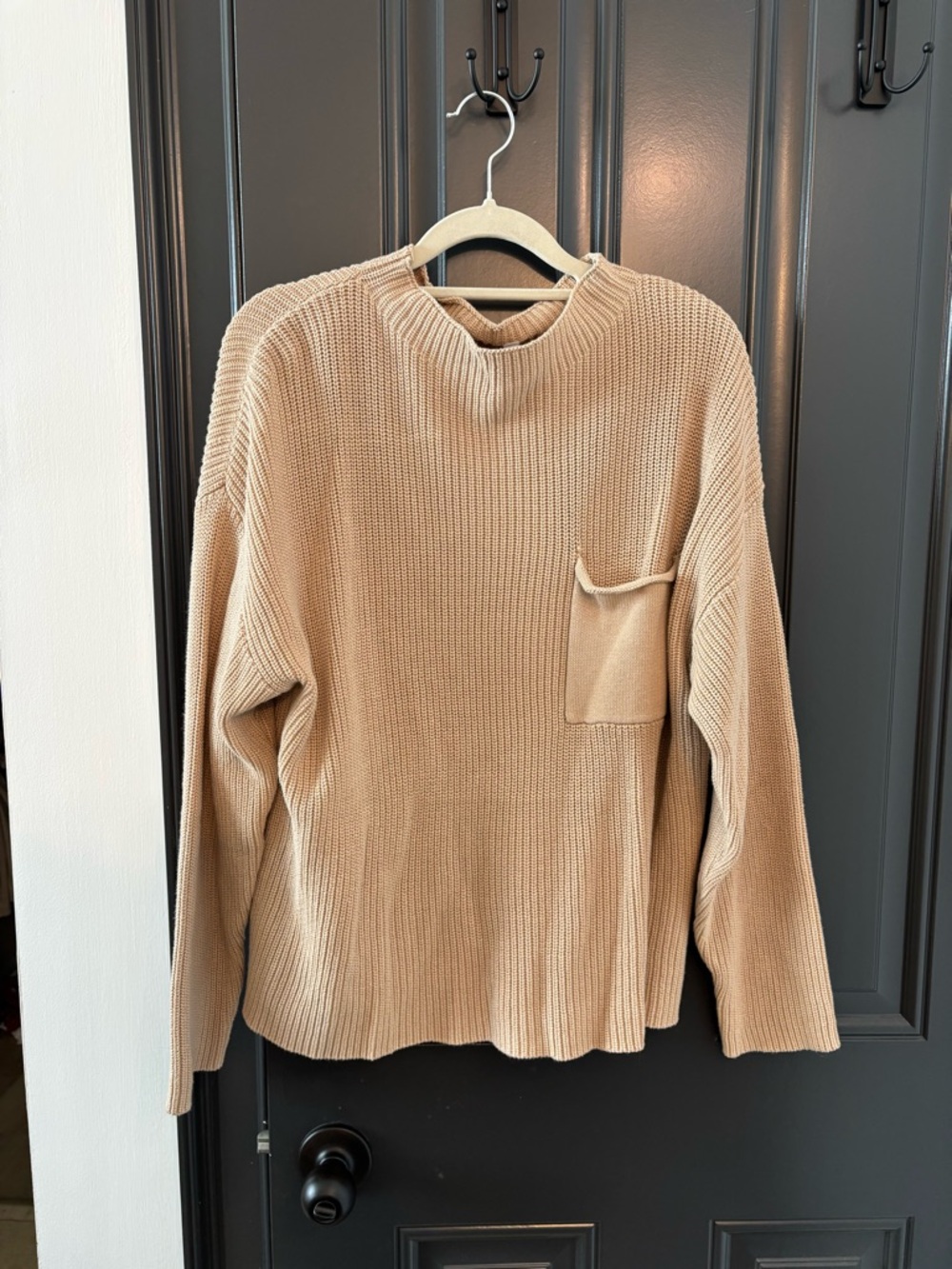New Women’s Knit long sleeve Sweater in Camel with Pocket
